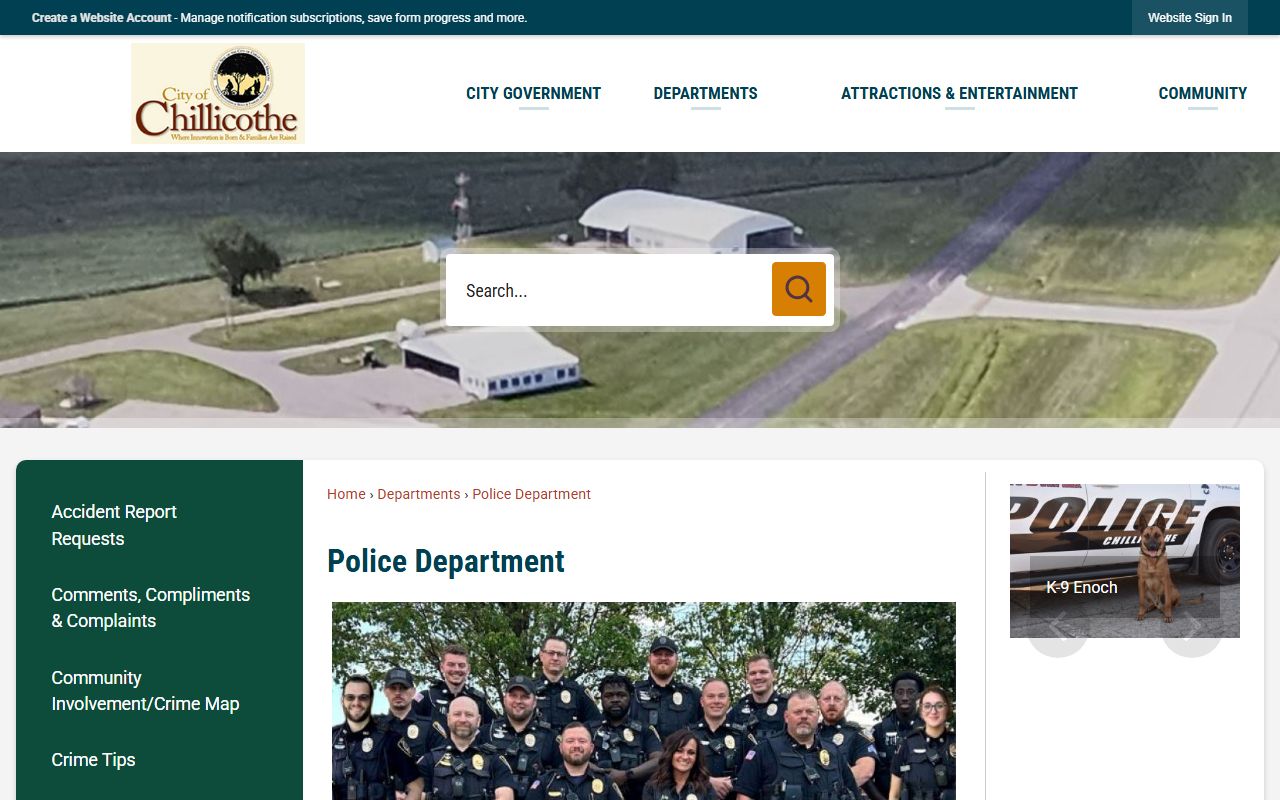 Livingston County Circuit Clerk records Chillicothe Police Department page