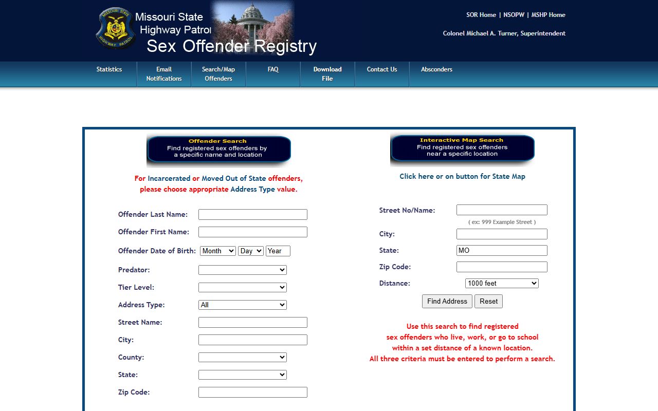 Livingston County arrest records Missouri State Highway Patrol sex offender registry search