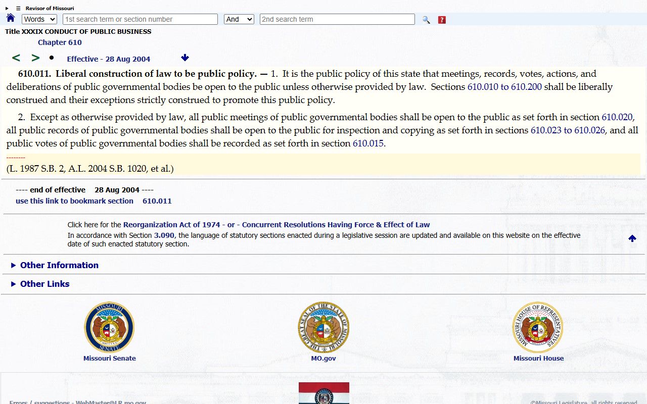 Livingston County court records Missouri Sunshine Law public policy
