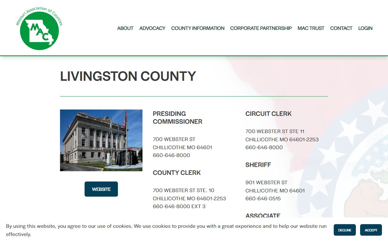 Livingston County court records Missouri Association of Counties directory