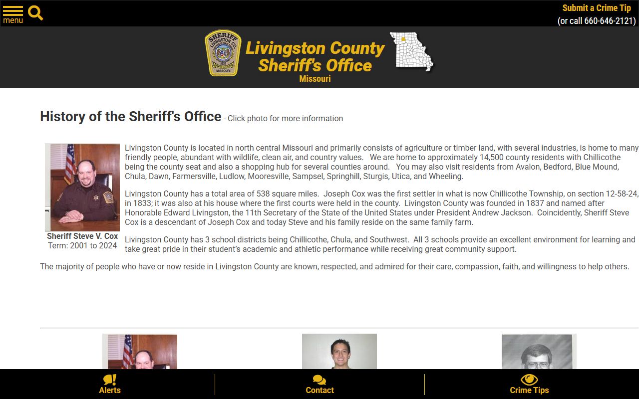 Livingston County court records sheriff history courthouse page