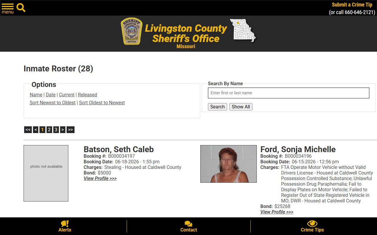 Livingston County inmate search current inmate roster