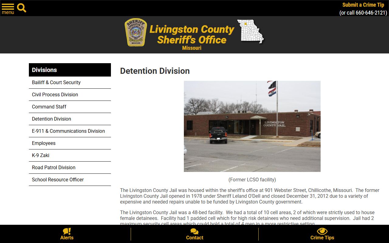 Livingston County inmate search sheriff detention division outside housing
