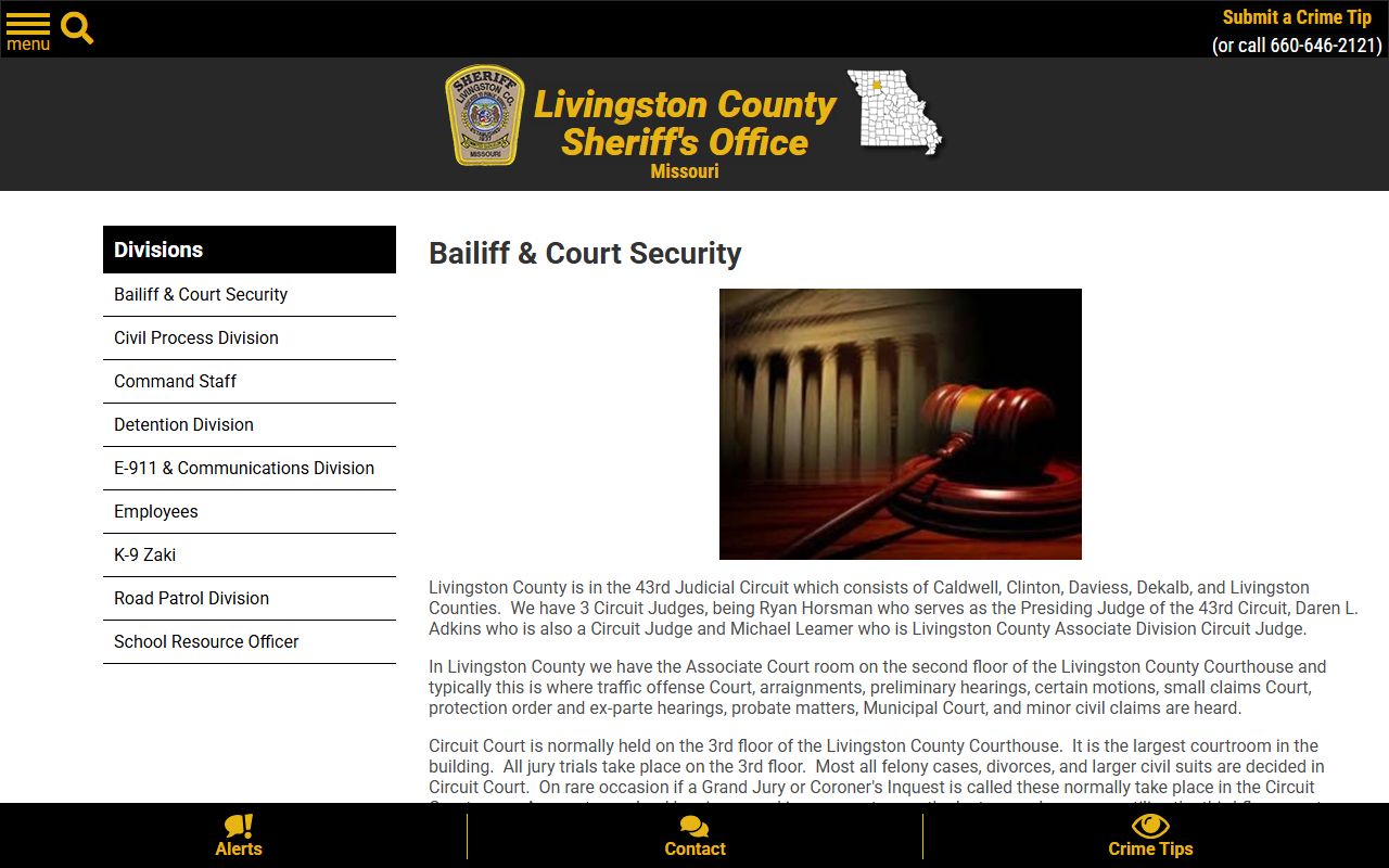Livingston County probate records court security page naming probate matters
