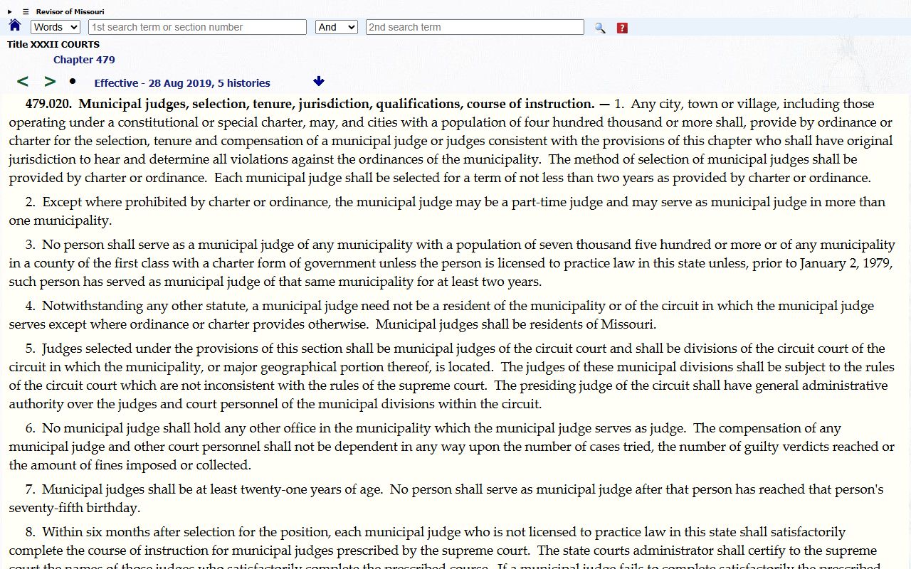 Livingston County traffic court records Missouri municipal division statute