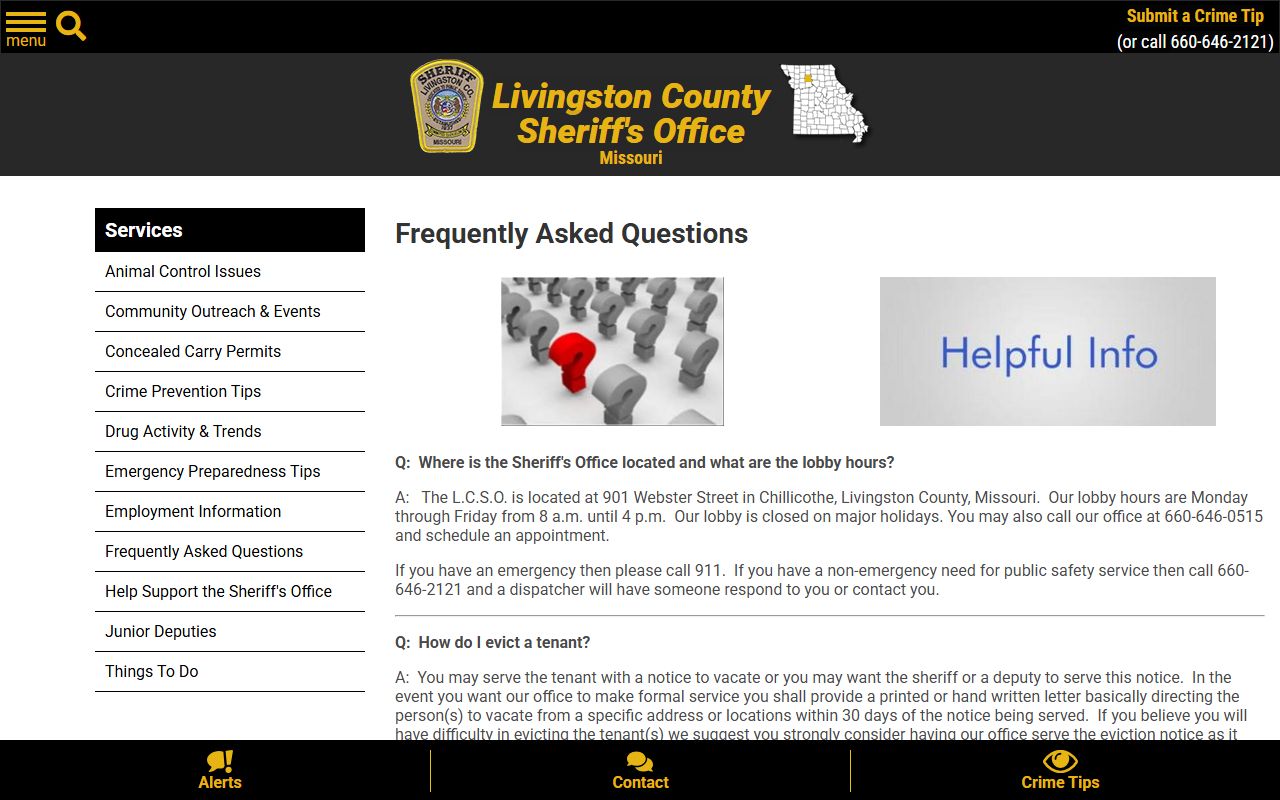 Livingston County warrant search sheriff FAQ for protection orders and bond
